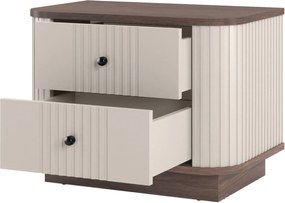 Vesper éjjeliszekrény készlet 2 db-os 56 cm - kasmír / dió / fekete fogantyúk