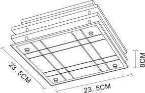 Globo 48089 Mennyezeti sötétbarna fa/üveg, LxBxH:235x235x80, exkl. 1xE27 60W 230V