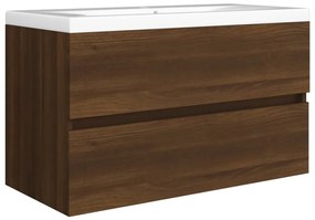 Barna tölgy színű szerelt fa mosdószekrény 80 x 38,5 x 45 cm