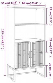 fekete szerelt fa magasszekrény 60 x 35 x 125 cm