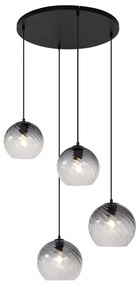 Art Deco függőlámpa fekete füstüveggel, kerek, 4-es - Bao