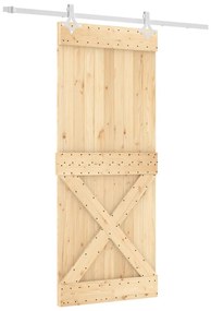 Tömör fenyőfa tolóajtó fémszerelékszettel 85x210 cm