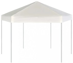 krémfehér hatszögletű felugró pavilon 6 oldalfallal 3,6 x 3,1 m