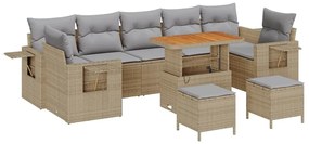 vidaXL Kerti Kanapé Szett párnával 10 pcs Bézs polirattan