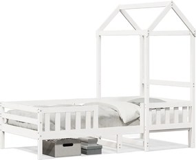 vidaXL fehér tömör fenyőfa ágykeret tetővel 75 x 190 cm