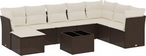 vidaXL 9 részes barna polyrattan kerti ülőgarnitúra párnákkal