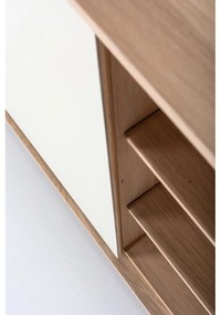 Fehér-natúr színű tölgyfa alacsony komód 118x100 cm Fina – Gazzda