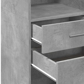 betonszürke szerelt fa magasszekrény 30 x 42,5 x 124 cm