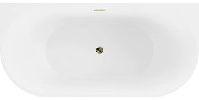 Mexen Oval, szabadon álló fali kád 170 x 80 cm, fehér-fekete, arany fényes túlfolyó, 52671708075-50