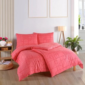 BedTex pamut ágynemő Geo Sunset Coral, 220 x 200cm, 2 db 70 x 90 cm, 220 x 200 cm, 2 db 70 x 90 cm