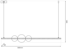 LED Csillár zsinóron KUGEL LED/30W/230V fekete