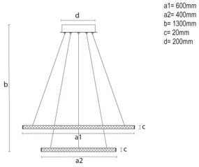 Fényerőszabályozható LED csillár kábeles felfüggesztéssel LED/150W/230V 3000-6500K + távirányító