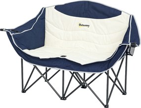 Outsunny 2 személyes összecsukható kempingszék pohártartóval és hordtáskával — párnázott, 250 kg teherbírás | Aosom
