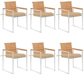 vidaXL 6 db tömör tíkfa kerti szék párnákkal