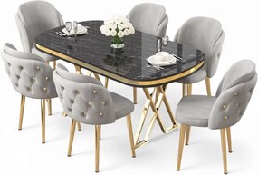 Zae étkezőgarnitúra, fekete márvány-arany, 168 cm – TR240CHR3095