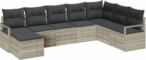 vidaXL Kanapé Szett párnával tárolóval 7 pcs Világosszürke polirattan