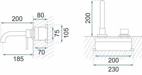 REA-B4109 - Rejtett beépítésű mosdócsaptelep LUNGO, szálcsiszolt arany