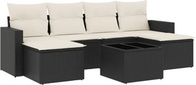vidaXL 7 részes fekete polyrattan kerti ülőgarnitúra párnával