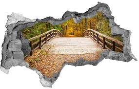 3d lyuk fal dekoráció Híd az őszi erdőben nd-b-55256739