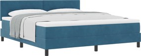 vidaXL Boxrugós ágy matracmal Sötét kék 180 x 200 cm Bársony