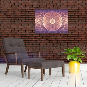 Kép - Mandala lila színátmeneten (üvegen) (70x50 cm)