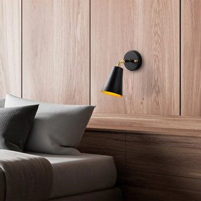 Fekete-aranyszínű fali lámpa ø 10 cm Evander – Opviq lights