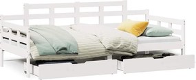 vidaXL fehér tömör fenyőfa kanapéágy fiókkal 80 x 200 cm