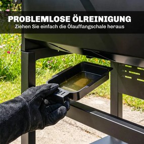 Gázgrill 9 KW 3 égős BBQ grillkocsi rozsdamentes acélból, összecsukható oldalsó asztallal, fűszertartóval