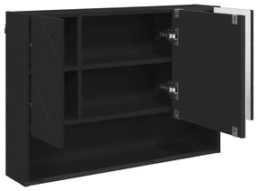 Fürdőszobai tükörszekrény Fekete 80 x 17 x 55 cm Faanyag