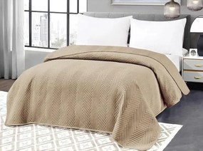 Bézs bársony ágytakaró ARROW VELVET Méret: 200 x 220 cm
