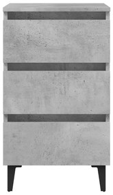 Betonszürke éjjeliszekrény fémlábakkal 40 x 35 x 69 cm