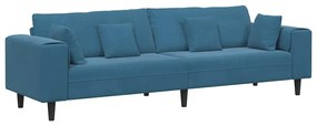 Bársony Kanapé párnával Kék 208 cm Bársony