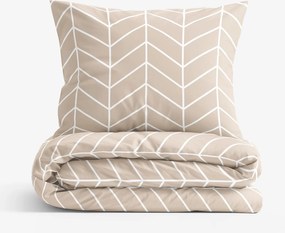 Goldea pamut ágyneműhuzat - fehér cikkcakk bézsen 140 x 200 és 70 x 90 cm