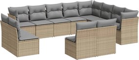 vidaXL 12 részes bézs polyrattan kerti ülőgarnitúra párnákkal