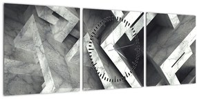 Absztrakt kép kocka (órával) (90x30 cm)