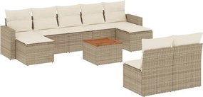 vidaXL 10 részes bézs polyrattan kerti ülőgarnitúra párnával