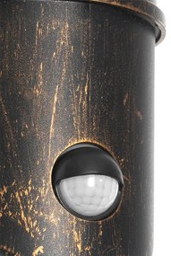 Kültéri fali lámpa antik arany IP54 mozgásérzékelővel - Kiki