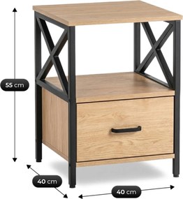 Éjjeliszekrény LOGAN 40 cm tölgy/fekete