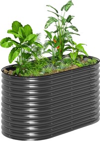 Outsunny Acél Térképes Kertágy, Ültetőágy Hidegkeret Kertágy Rakásolható Ültetődoboz 160x80x80cm | Aosom