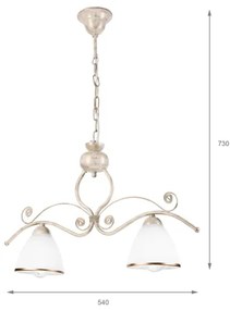 Csillár láncon RETRO 2xE27/60W/230V arany/patinás