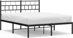 vidaXL fekete fém ágykeret fejtámlával 160 x 200 cm