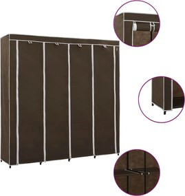 vidaXL barna ruhásszekrény 4 tárolórekesszel 175 x 45 x 170 cm