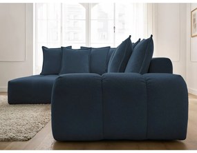 Sötétkék zsenília kinyitható-tárolóhelyes sarokkanapé (bal oldali-L alakú) Everest – Bobochic Paris