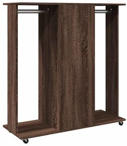 barna tölgy szerelt fa ruhásszekrény kerékkel 102 x 38 x 110 cm