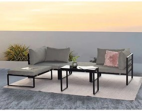 Kerti Bútorszett, Fém + Szövet, Szürke. AZ-L1761 SIL