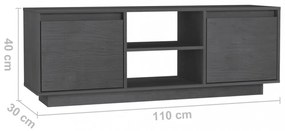 szürke tömör fenyőfa TV-szekrény 110 x 30 x 40 cm