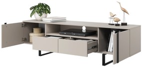 Verica 200 cm-es TV-szekrény nyitott polccal - kasmír / fekete lábak