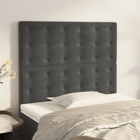 2 db sötétszürke bársony fejtámla 90x5x78/88 cm