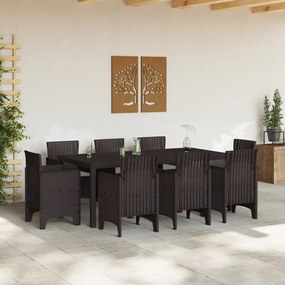 9 darabos kerti étkezőszett párnákkal Barna poly rattan