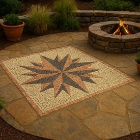 Természetes kő mozaik szélrózsák 120 × 120 cm